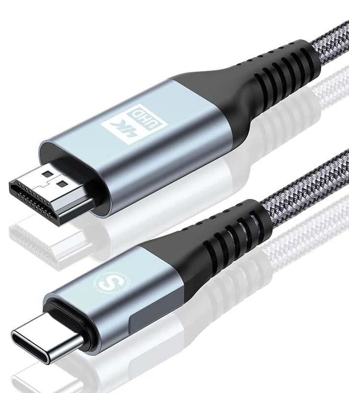 USB C till HDMI Kabel, 1m 4K@UHD, USB typ C till HDMI II 4K UHD-kabel, Thunderbolt 3, 4, kompatibel med iPhone 16 15 Pro Max, Samsung Galaxy S25 S24 S23 till S8, MacBookPro, Air, iMac, iPad, Surface — Mobil och surfplatta