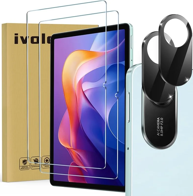 ivoler Förpackning med 2 skärmskydd i härdat glas för Xiaomi Redmi Pad 2 11 tum (modell 2025, 2:a generationen) (inte för Redmi Pad), med 2 stycken bakre kameraskydd mot repor — Mobil och surfplatta