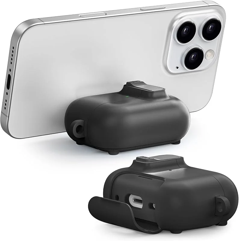ORICO Fodral för AirPods Pro 2, stötsäkert mjukt silikonfodral med nyckelhållare, skydd med säkert låsklämma, kompatibel med trådlös laddning för AirPods Pro 2-fodral, svart — Mobil och surfplatta