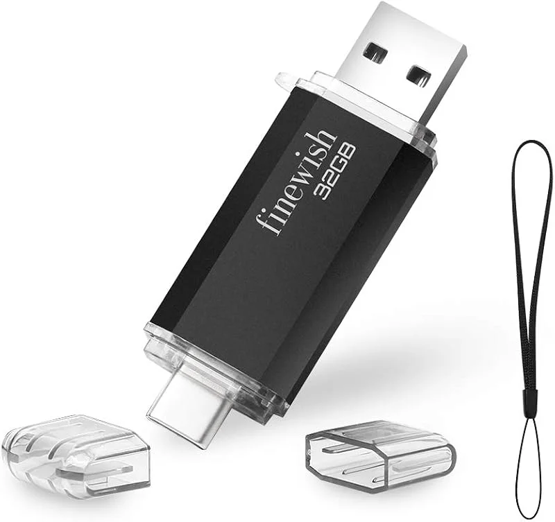 Geweo USB C-flashenhet 32 gb, 2-i-1 typ C minnessticka 32 GB USB-nyckel bärbar OTG-penna enhet 32 GB för surfplattor, ny Macbook, Android-smartphones, Samsung, Huawei, Oneplus etc. Svart — Datortillbehör