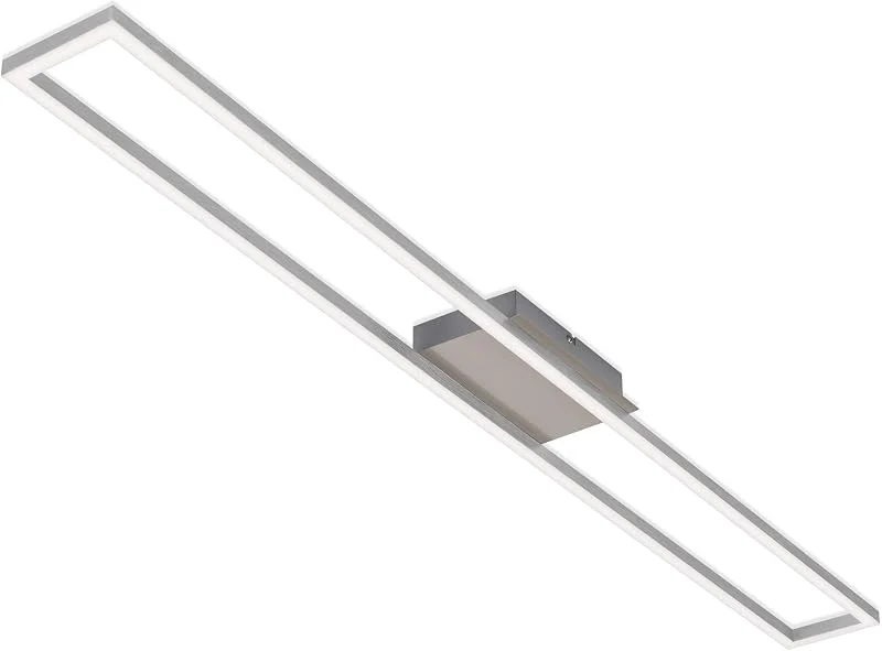 BRILONER – LED-taklampa, dimbar i steg, varmvit ljusfärg, 18 watt, 1 600 lumen, LED-lampa, LED-taklampa, vardagsrum, sovrum, kök, 110 x 12 x 5 cm, aluminiumfärgad — Hushållselektronik