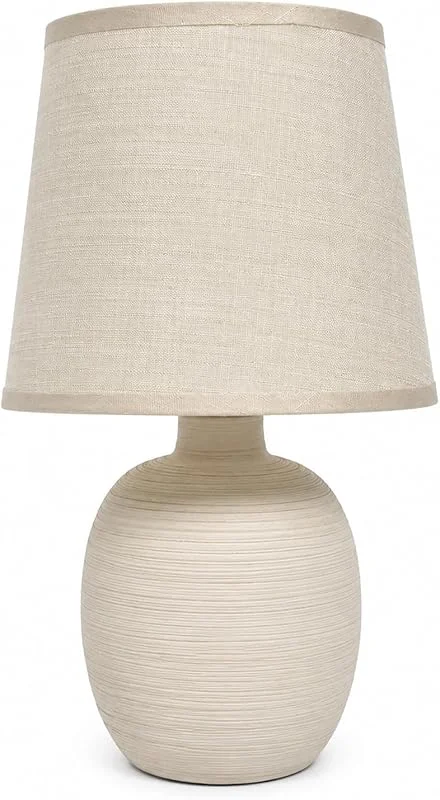 Aigostar - E14 Bordslampa, LED Sänglampa, Tygskärm, Klassisk Vintage Design Skrivbordslampa för Sovrum, Arbetsrum, Vardagsrum etc. — Hushållselektronik