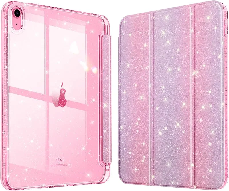 Fintie Slimmat fodral för iPad (A16) 11:e generationen 11 tum (2025), iPad 10:e generationen 10, 9 tum (2022) - Glittering Sparkly Shockproof Cover with Shiny Clear Back Shell & Pencil Holder, Fantasy — Mobil och surfplatta