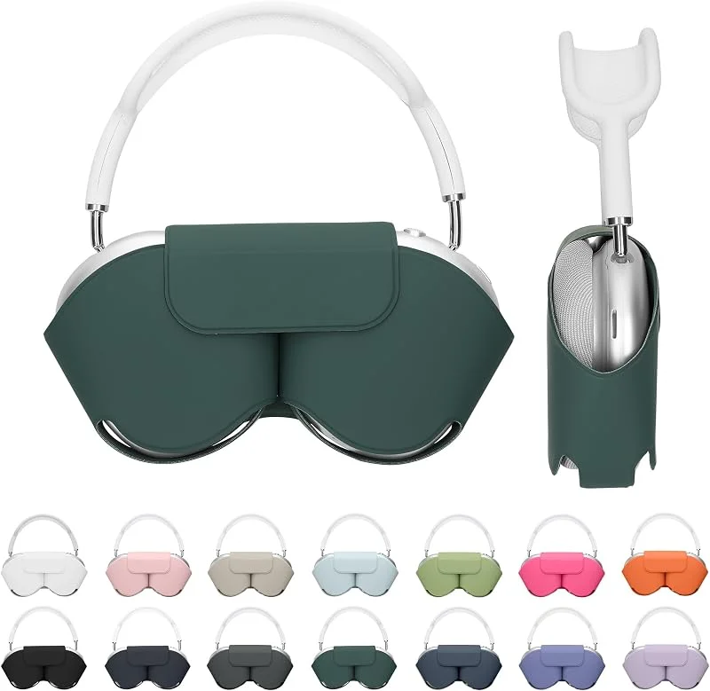 kwmobile Fodral till Apple AirPods Max, AirPods Max 2 fodral – sovläge kompatibilitet – polyesterfodral för hörlurar – grön — Mobil och surfplatta