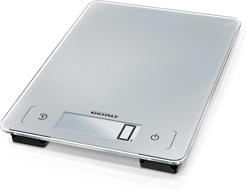 Soehnle Page Aqua Proof, digital köksvåg, vattentät, diskmaskinssäker, vikt upp till 10 kg, hushållsvåg med sensorberöring, elektronisk våg inklusive batterier, extra platt design — Kök & Hushåll