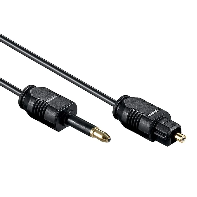 PerfectHD Toslink-kabel, 2, 2 mm, optisk digital ljudkabel, Toslink-plugg, Mini Toslink-kontakt (3, 5 mm jack), SPDIF, LWL vågsstege, 2, 2 mm diameter, Svart, Längd 2 meter — TV och streaming