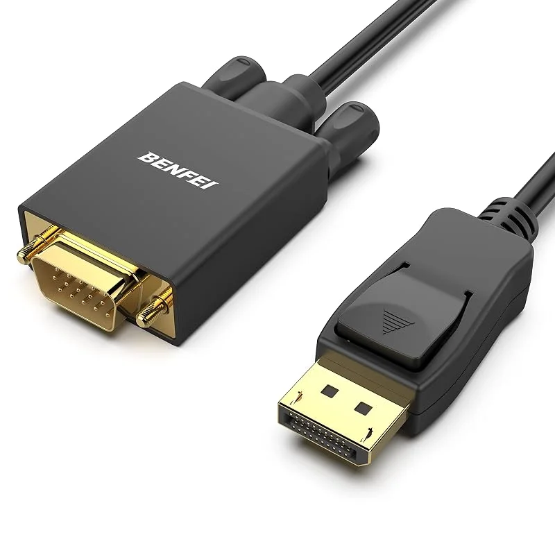 BENFEI DisplayPort till VGA-kabel, 1, 8 m displayport på datorn, bärbar dator till VGA av bildskärm, projektor guldpläterad adapter (inte dubbelriktad, inte kompatibel med HDMI eller USB) — Laddning och kablar