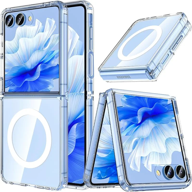OWKEY Samsung Galaxy Z Flip 7 fodral, magnetisk Samsung Flip 7 fodral kompatibel med magsafe, [militärskydd stötfast] transparent mobiltelefonfodral Samsung Z Flip 7 fodral tunt skydd skyddsfodral — Mobil och surfplatta