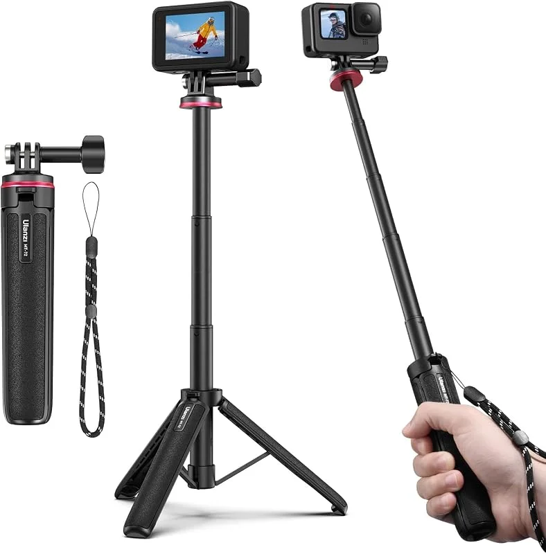 ULANZI 51 cm Ministativ för Actionkamera, MT-72 Bärbar Resevlog-Stativ Med 4-Delad Förlängningsstång, Mini Selfie-Stick för Max, DJI Osmo Actionkamera — Mobil och surfplatta