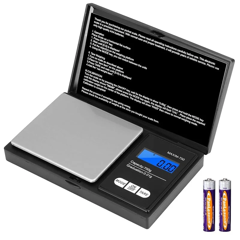 Vinabo Digital Precisionsvåg 0, 01 g–700 g, Mini Fickvåg med LCD-display och Tara-funktion, för Mat, Kaffe, Smycken och Mynt — Kök & Hushåll