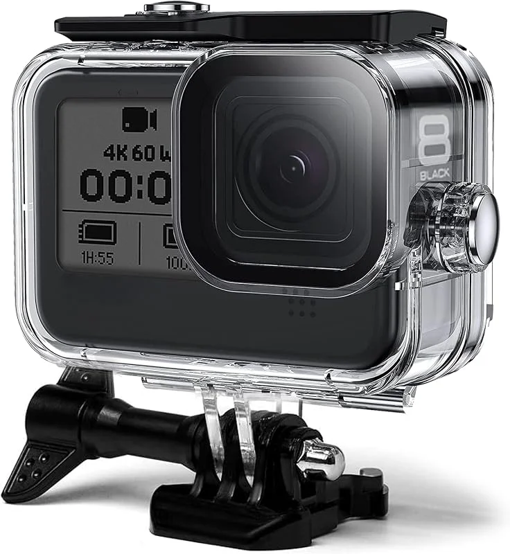 FitStill Vattentätt fodral för GoPro HERO 8 svart, skyddande undervatten 60M dyknings höljes-skal med fäste tillbehör för Go Pro Hero8 actionkamera — Portabel digital och ljud