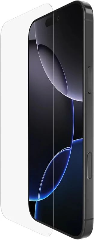 Belkin ScreenForce UltraGlass 2 skärmskydd för iPhone 16 Pro Max, reptåligt glasskydd, tunt glas testat för hårdhetsgrad 9H, monteringsform för applicering utan luftbubblor medföljer — Mobil och surfplatta
