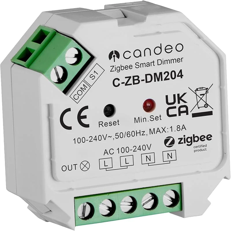 Zigbee C-ZB-DM204 Smart Dimmer Switch-modul -LED och halogen, energiövervakning, ingen neutral krävs, kompatibel med Alexa, Google Home, Philips Hue, hemassistent, zigbee2mqtt och andra — Smarta hem