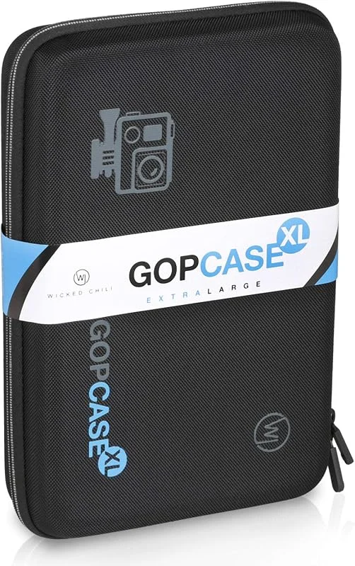 Wicked Chili GOP Case väska kompatibel med GoPro Hero 11, 11 Mini, 10, 9, 8, 7, 2018, 6, 5, Apeman, Crosstour skyddsfodral för kamera och tillbehör (XL, svart) — Portabel digital och ljud