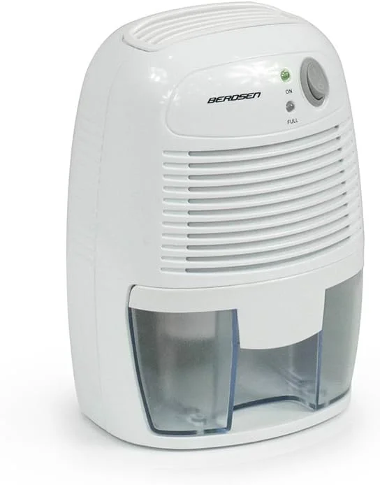 Berdsen BR-68 W Mini-avfuktare med vattentank, avfuktare, fuktabsorberande – elektrisk med 500 ml behållare, för lägenhet och källare, tyst, för rum 20–25 m3, vit — Hushållselektronik
