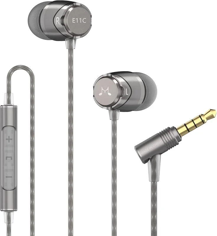 SoundMAGIC E11C trådbundna öronsnäckor med mikrofon HiFi stereo hörlurar Buller isolerande in ear hörlurar Kraftfull bas tangle free cord Gunmetal — Hörlurar och ljud