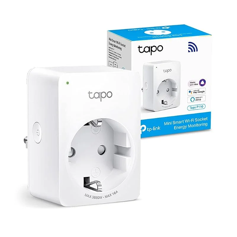 TP-Link Tapo P110 Smart Wi-Fi eluttag med energiförbrukningskontroll, Smart Home Alexa eluttag, fungerar med Alexa, Google Home, röststyrning, fjärråtkomst, ingen hubb behövs, Mini — Smarta hem