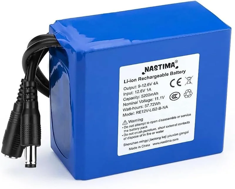 NASTIMA DC 12 V uppladdningsbart 5 200 mAh litiumjonbatteri — Portabel digital och ljud
