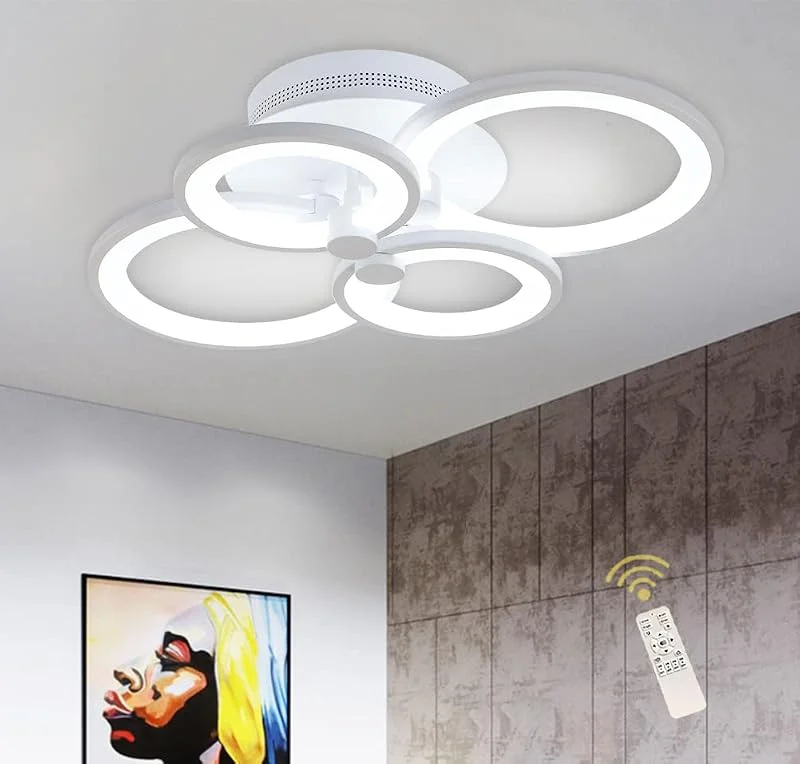 Ganeed Modern taklampa dimbar metall akryl LED infälld taklampa 56W LED ljuskrona armatur för vardagsrum kök sovrum matsal med fjärrkontroll — Smart belysning