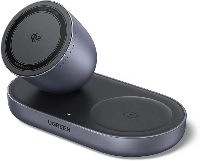 UGREEN Zapix 2-i-1 Qi2 25W magnetisk trådlös laddare, certifierad — Mobil och surfplatta