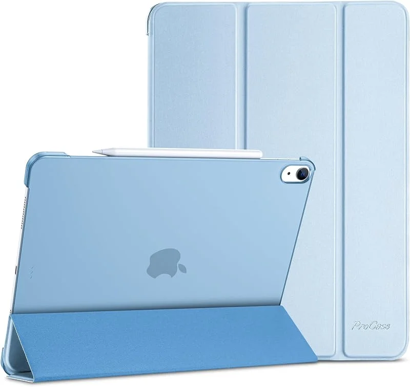 ProCase iPad Air 13 tum M2 2024 - Smalt Stativ Genomskinligt Hårt Skal Med Automatisk Uppvakning, Sömn - Blå — Mobil och surfplatta