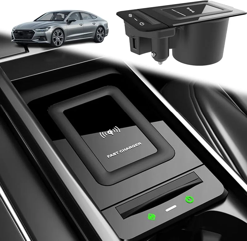 Trådlös Laddare för Audi A6L A7 A7L RS6 2019-2023, S6 S7 RS7 2020-2023 Car Center Console Tillbehörspanel 15W Snabbtelefon Laddningsplatta för Alla Qi-kompatibla Telefoner — Mobil och surfplatta