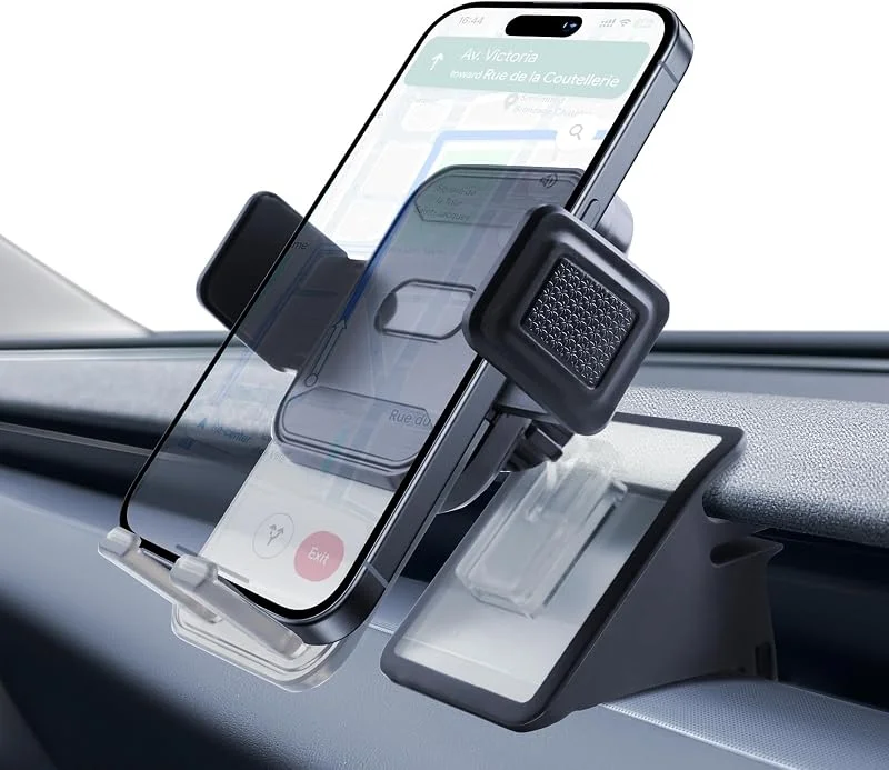 Hållare för mobiltelefon Tesla Model Y 2025-2026 och Model 3 2024-2026 360° vridbar för iPhone, Samsung, Android-telefoner och mer — Mobil och surfplatta