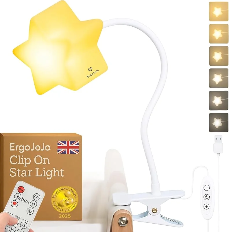 LED-stjärnlampa med klämma, en unik babylampa – perfekt nattlampa för amning bredvid mig, sänglampor, sovrumstillbehör, läslampa och skrivbordslampa — Hushållselektronik