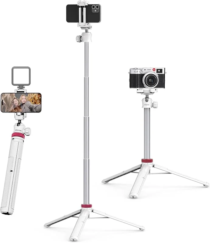 ULANZI MT-44 mobilkamera stativ 147 cm 2-i-1 selfie-stick fjärrkontroll, 360° kulhuvud, Cold Shoe mobiltelefonhållare, 1, 4" gänga Kompakt resestativ trebens stativ för DSLR-kameror Canon Samsung — Mobil och surfplatta
