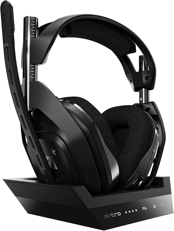 ASTRO Gaming A50 trådlöst headset + laddningsstation för spel, 4:e generation, Dolby, balanserar spelljud och röst, 2, 4 GHz trådlös anslutning, PS5 (HDMI-adapter krävs), PS4, PC, Mac - Svart — Hörlurar och ljud