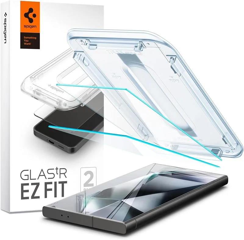 Spigen EZ Fit Härdat Glas [2 Stycken] för Samsung Galaxy S24 Ultra — Mobil och surfplatta