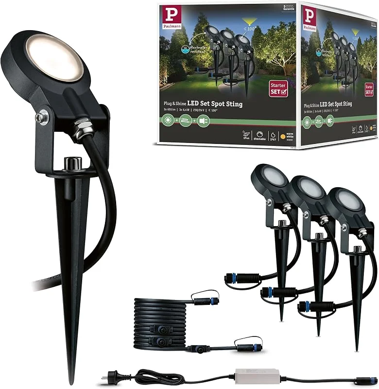 Paulmann Plug & Shine LED-trädgårdsspot Sting-set 3000K — Smarta hem