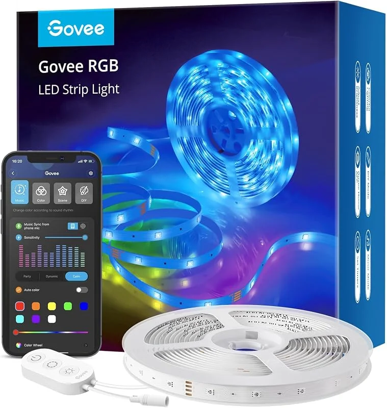 Govee WiFi LED-remsa 5 m, smart RGB LED-remsor, appstyrning, färgförändring, musiksynkronisering, fungerar med Alexa och Google Assistant — Smart belysning