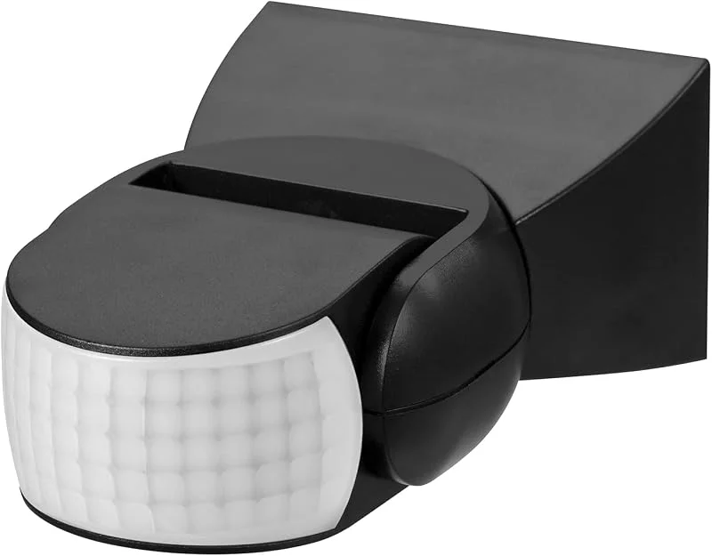 Maclean MCE201B Universal infraröd rörelsesensor med skymningssensor, Räckvidd: 12 m, Rörelsedetektor för tak och väggmontering, för inomhus- och utomhusbruk (12 m 180° IP65, svart) — Smarta hem