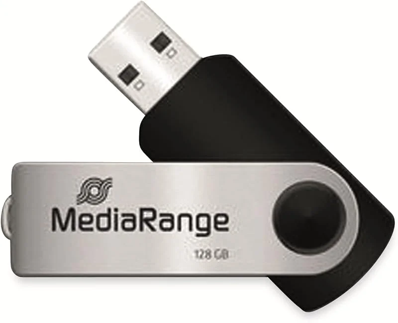 MediaRange MR913 USB 2.0 Flash-enhet 128 GB Svart, Silver — Datortillbehör