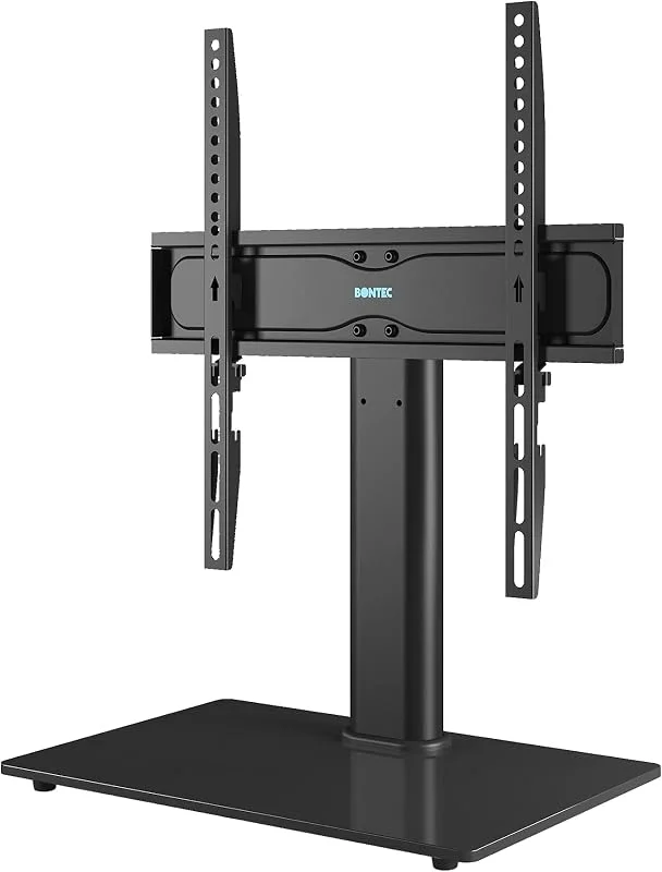 BONTEC Universell Bordsstativ TV-stativ med Fäste för 26"-55" LCD, LED, Plasma TV Höjdjusterbart TV-stativ med 8mm Härdad Glas Bas & Kabelhanterings-utrymme 40KG & Max. VESA 400x400mm — TV och streaming