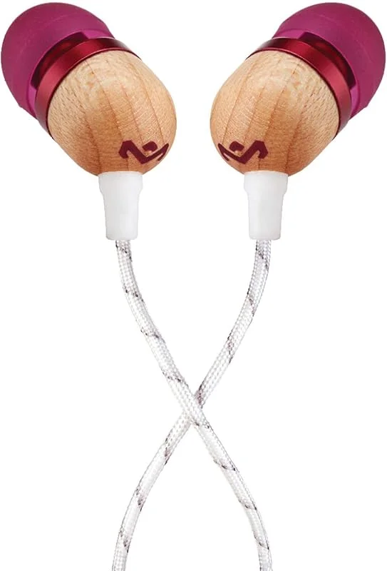 House of Marley Smile Jamaica in-ear hörlurar, 1 knapp mikrofon kontroll hörlurar, bullerisolerande 9, 2 mm drivrutin, öronsnäckor ingår i 2 storlekar för varaktig komfort, trasselfri kabel – lila — Hörlurar och ljud