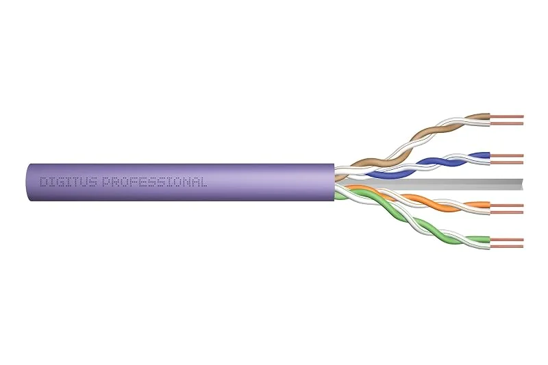 DIGITUS 100 m Cat 6 nätverkskabel – U-UTP Simplex – BauPVO Eca – LSZH halogenfri – 250 MHz koppar AWG 23, 1 – PoE+-kompatibel – LAN-kabel bulkkabel Ethernet-kabel – violett — Laddning och kablar