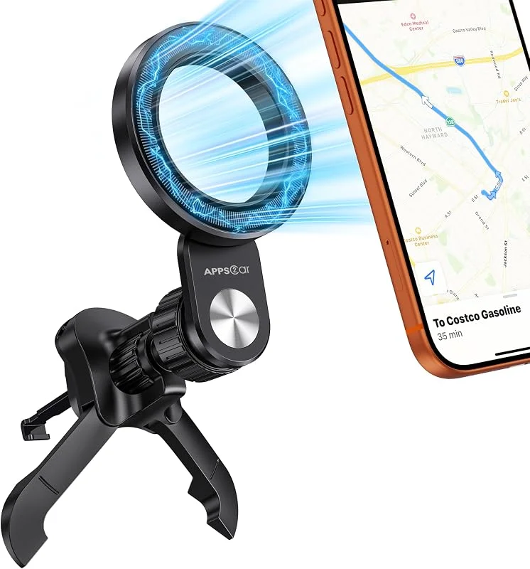APPS2Car Telefonhållare för bil för Magsafe bilmontering [Rund ventil tillgänglig] Magnetisk telefonbilmontering Handfri iPhone bilhållare [Icke-blockerande och 360 ° rotation] Telefonhållare — Mobil och surfplatta