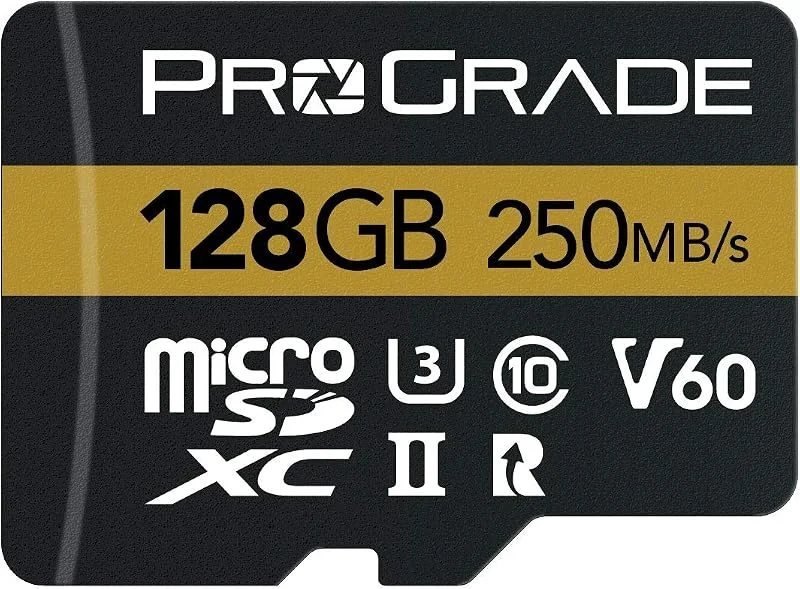 microSD-kort V60 (128 GB) – testat som ett SD-kort i full storlek för användning i DSLR, spegellösa och antenn- eller actionkameror, Upp till 250 MB, läshastighet och 130 MB, s skrivhastighet — Portabel digital och ljud