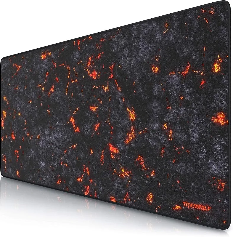 CSL – XXL Speed Gaming musmatta Titanwolf Lava 900 x 400 mm – XXL musmatta – bordsunderlägg stor storlek – förbättrar precision och hastighet — Datortillbehör