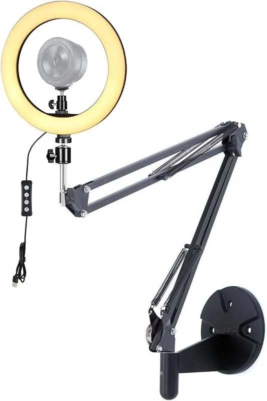 Kiyo pro webbkamera ring ljus vägghållare, 25 cm strömmande lampa, kompatibel med Razer — Mobil och surfplatta