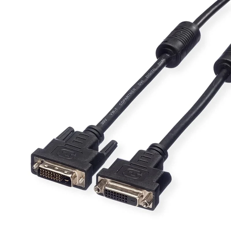 Value 1, 0 m 24 + 1 DVI hane till DVI hona dubbel länk DVI-skärmkabel — Datortillbehör