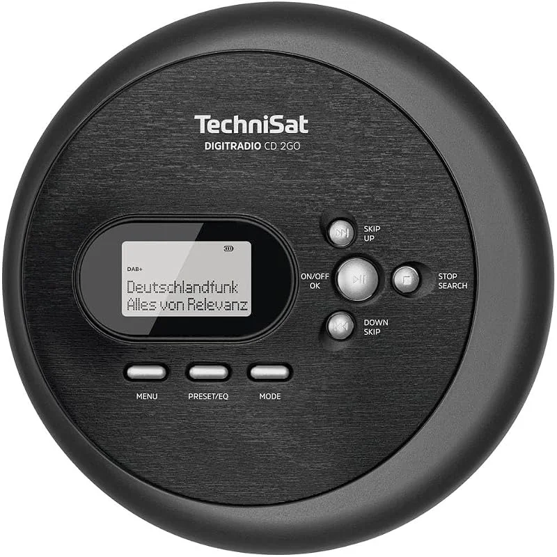TechniSat DigitRadio CD 2GO BT – bärbar CD-spelare med 2 batterier (Discman, med MP3-återsume-funktion, Bluetooth, ASP, hörlurar med integrerad antenn, DAB+, FM-mottagning, equalizer, favoritminne) — Portabel digital och ljud