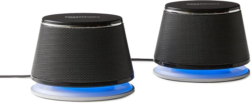 Amazon Basics Stereo 2.0-Högtalare för PC Eller Barbar Dator med 3, 5 mm AUX-ingång Och Som Drivs via USB, 1 Par, Svarta — Hörlurar och ljud
