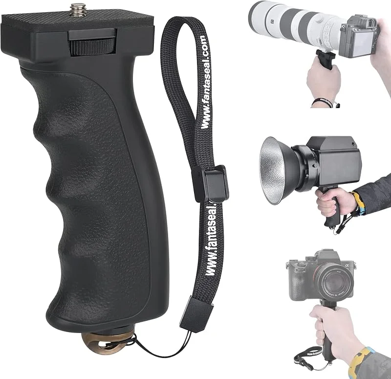 Universell ergonomisk spegelreflexkamera DSLR kamera videokamera handtag videokamera stabilisator bärbar handhållen selfie stick teleobjektiv videolampa handtag för fotograf YouTube Tiktok Vlog — Mobil och surfplatta