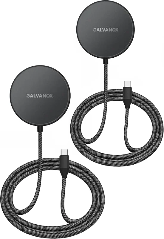 2-pack magnetisk trådlös laddare för Samsung S26 Ultra, Galaxy S25 S24, kompatibel med MagSafe, laddning med 6 fot förstärkt flätad kabel, design med låg profil (USB-C) — Mobil och surfplatta
