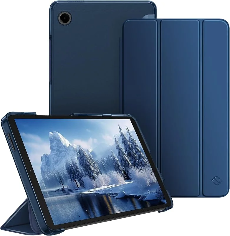 FINTIE Fodral för Samsung Galaxy Tab A11 8, 7 tum 2025 och Galaxy Tab A9 8, 7 tum 2023, tunt och genomskinligt frostad fodral, hårt och lätt fodral, marinblå — Mobil och surfplatta