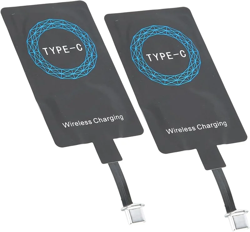 2st Typ C Trådlös Laddningsmottagare, Qi USB C Trådlös Laddare Mottagare Chip, Självhäftande Klistermärke Laddningsmottagare för Mobiltelefon — Mobil och surfplatta