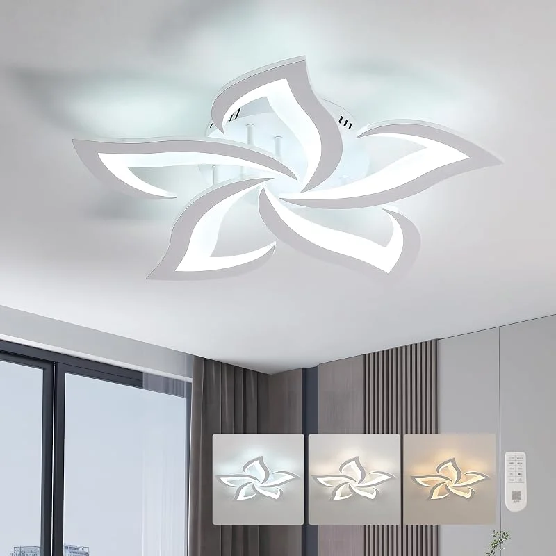 Comely Dimbar LED Taklampa, Taklampa med fjärrkontroll, APP, 40W 4700LM 3000K~6500K 60cm, minnesfunktion, modern taklampa i akryl för vardagsrum sovrum — Smart belysning